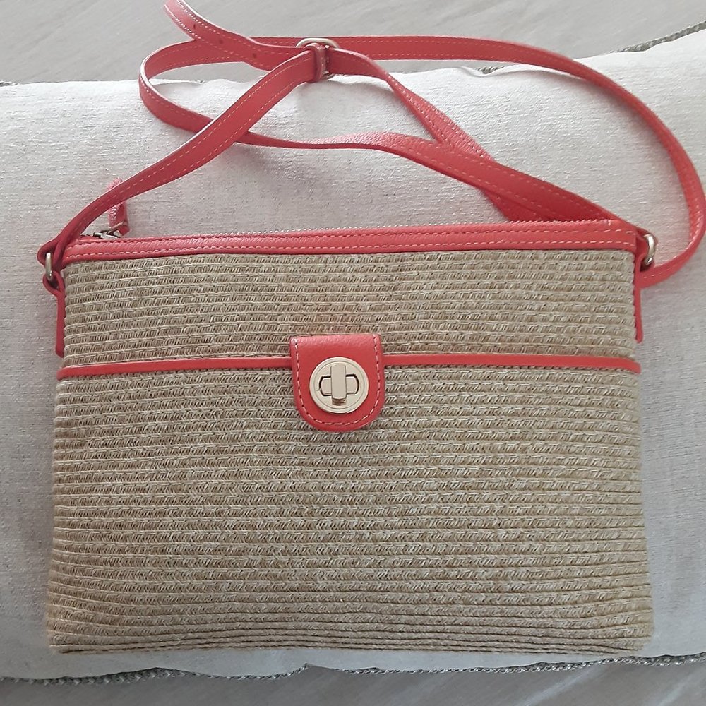 Talbots Straw & Leather Crossbody - Picture 2 of 6